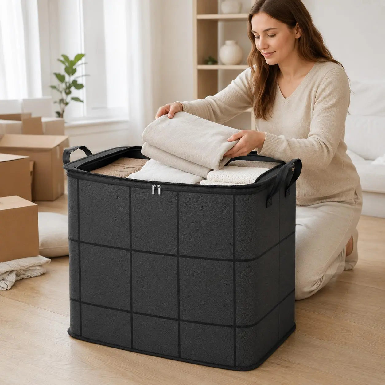 🔥 Limited-Time 50% OFF — XXL Zippered Storage Organizer for Bedding & Clothes