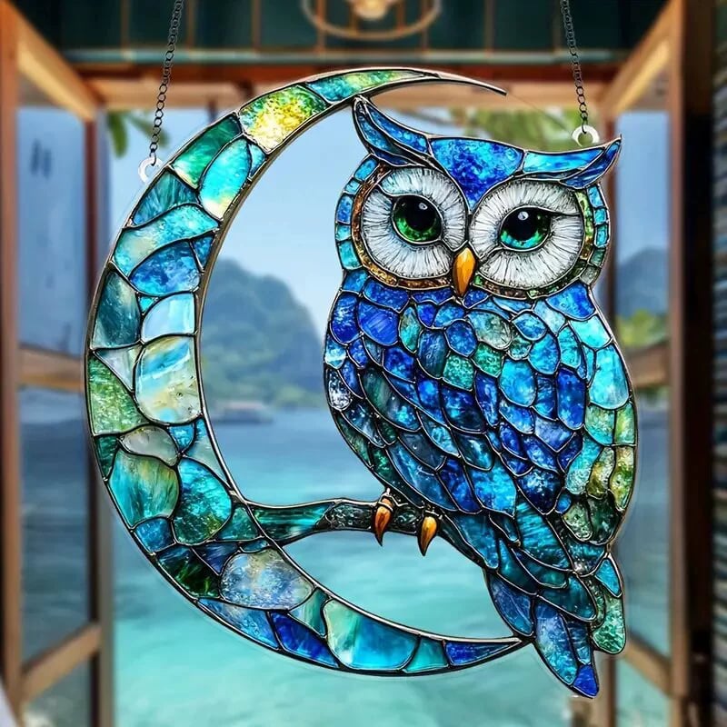 Moonlit Owl Suncatcher (8 inches)