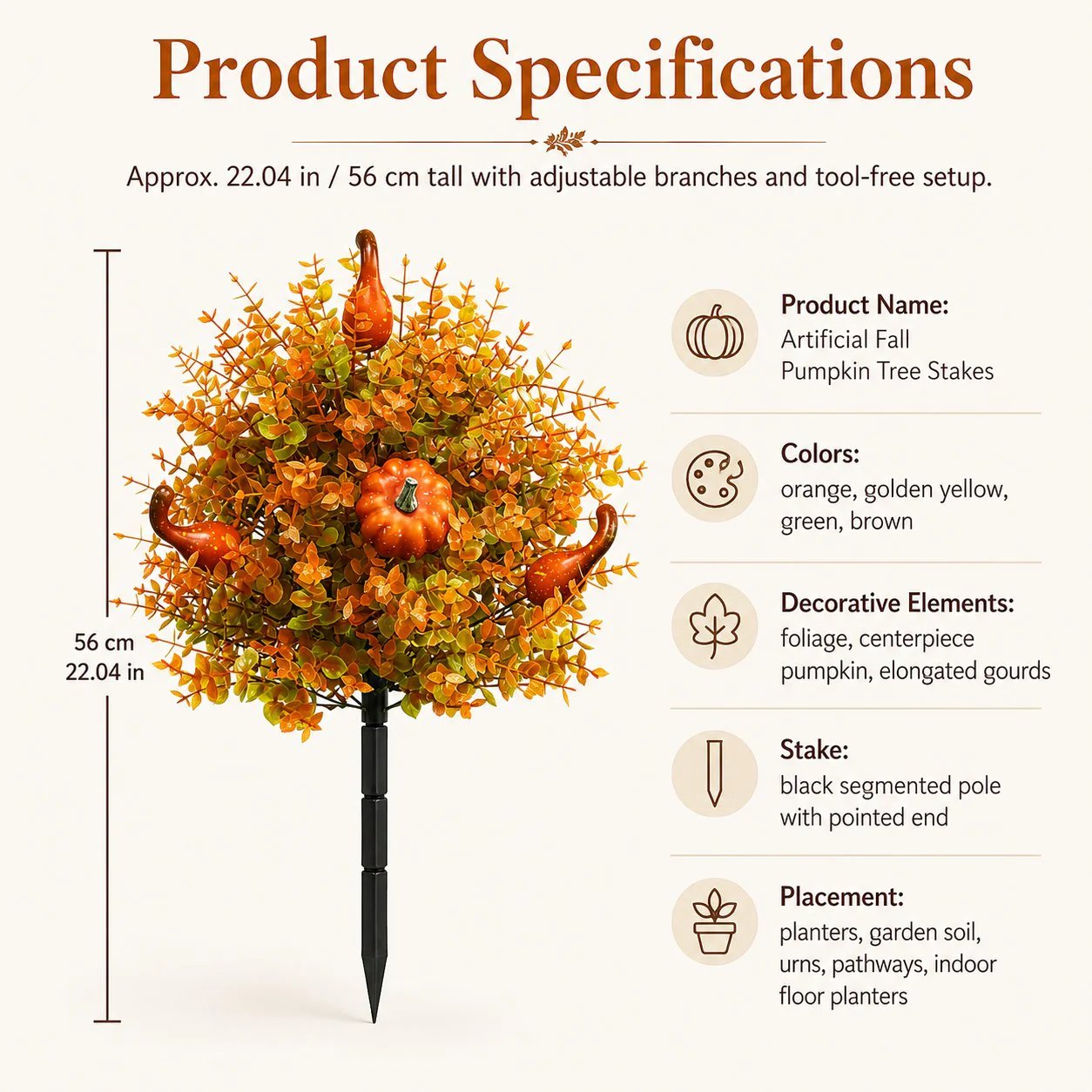 🔥 LAST DAY! 49% OFF | Faux Pumpkin Tree Stakes for Autumn Porch & Garden 🎃✨