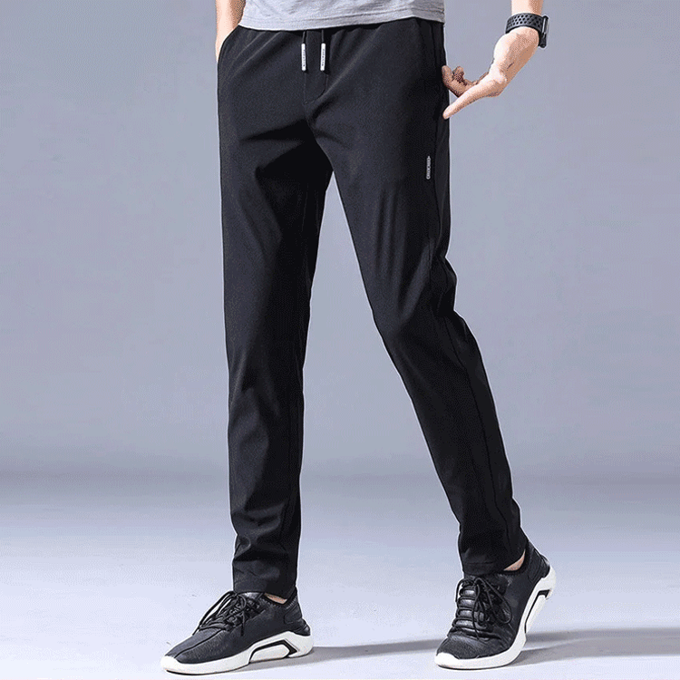 2025 new men's casual ice silk trend straight pants