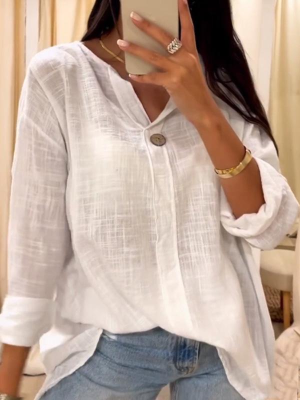 Casual women's shirts cotton and linen tops