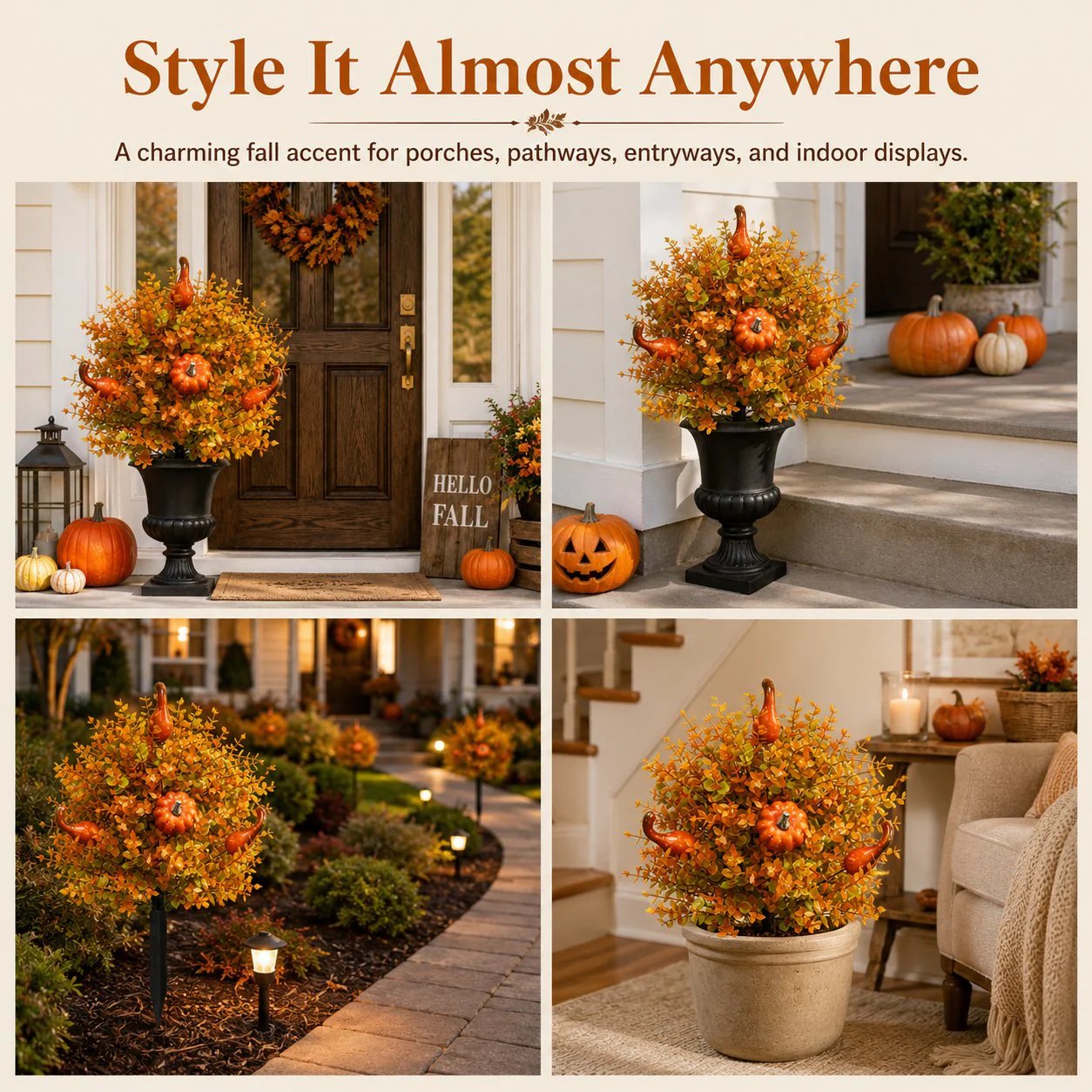 🔥 LAST DAY! 49% OFF | Faux Pumpkin Tree Stakes for Autumn Porch & Garden 🎃✨