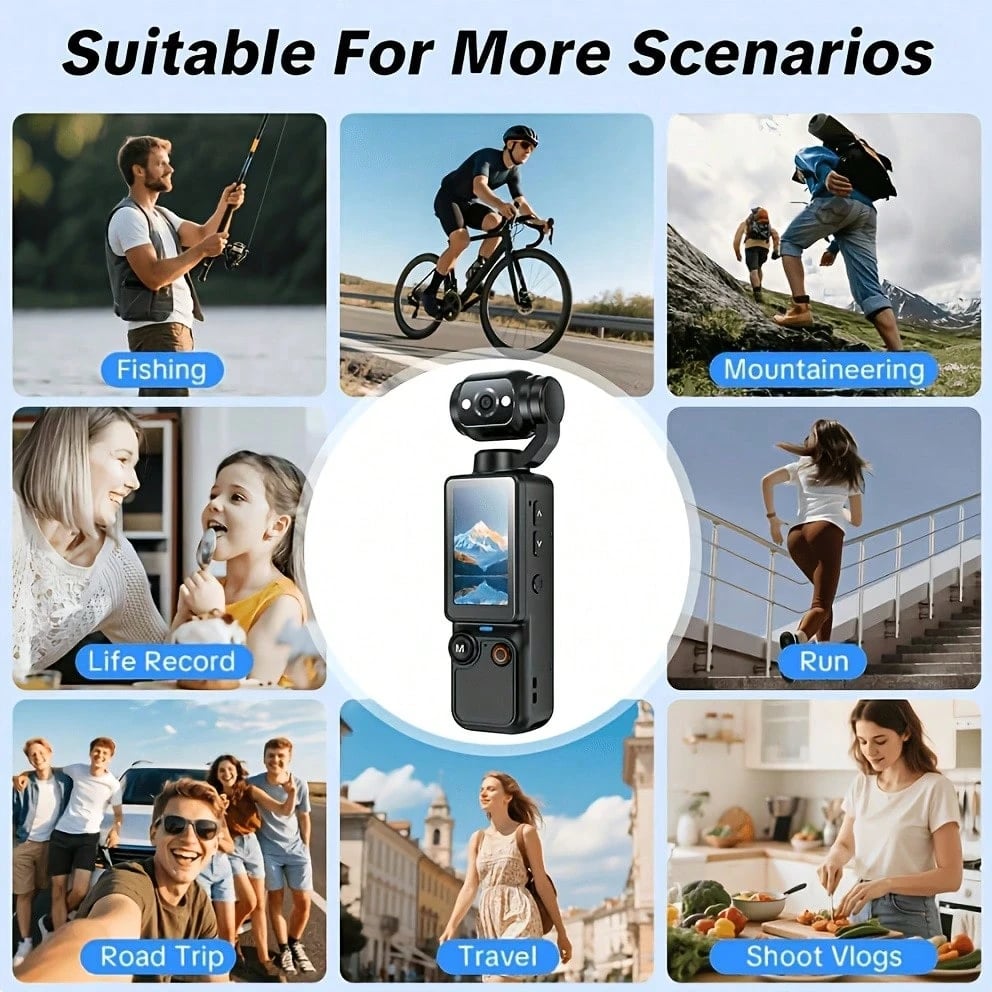 Upgraded Vlog Action Camera with 180° Rotating Lens, Autofocus, and Included 32GB Memory Card