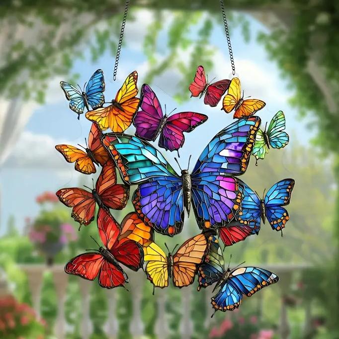 🦋Butterfly Cluster Stained Art Ornament (8 inches)