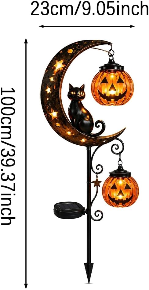 🐱 Halloween Solar Black Cat Pumpkin Lantern