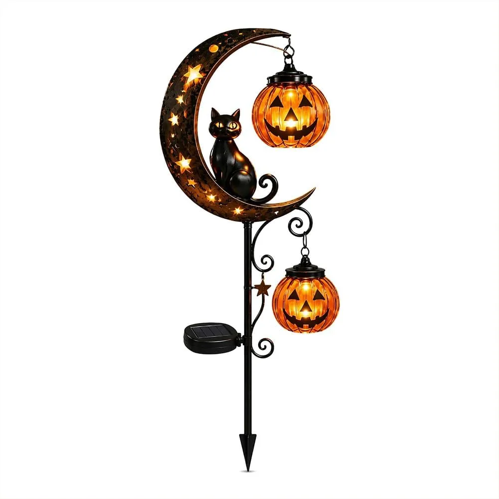 🐱 Halloween Solar Black Cat Pumpkin Lantern