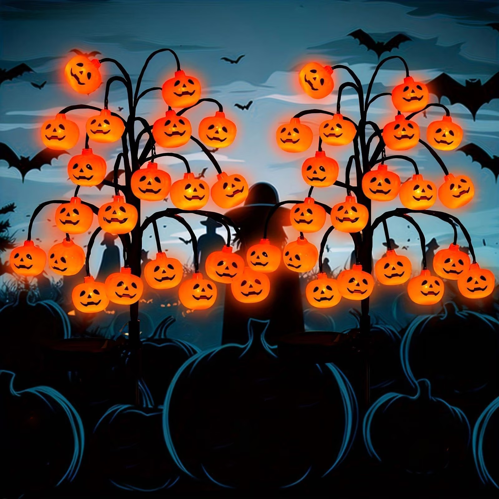 🎃 Solar Pumpkin Branch Lights Outdoor (20 LED) – Waterproof Garden Stake Halloween Decor ✨