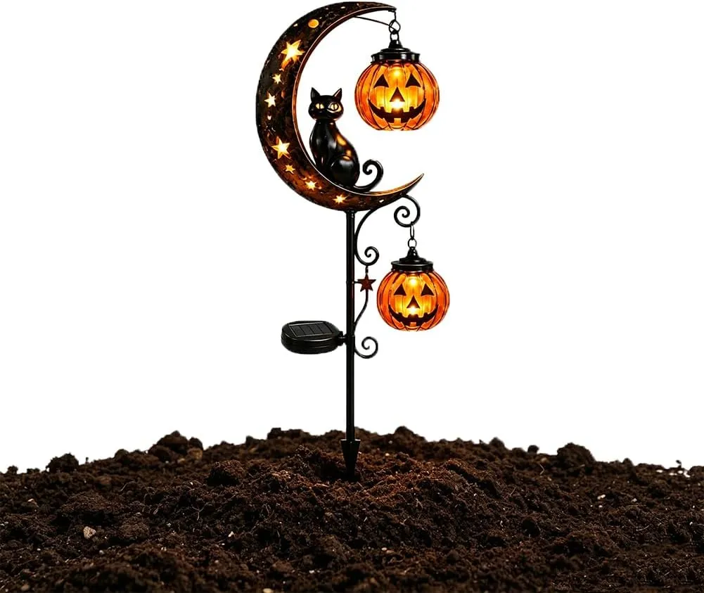 🐱 Halloween Solar Black Cat Pumpkin Lantern