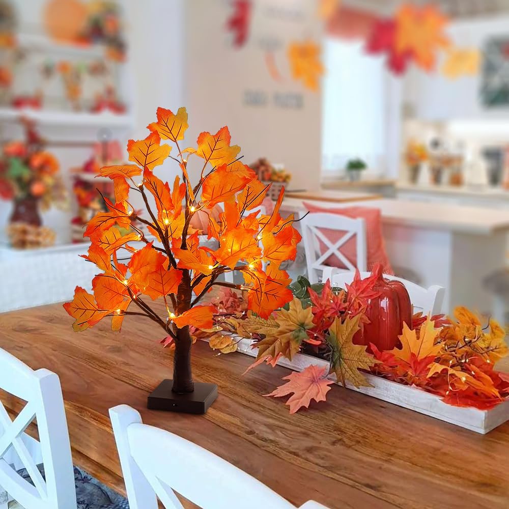 🔥 LAST DAY: 49% OFF! 🍂 Warm Glow Autumn Tabletop Maple Tree for Harvest & Holidays 🎃