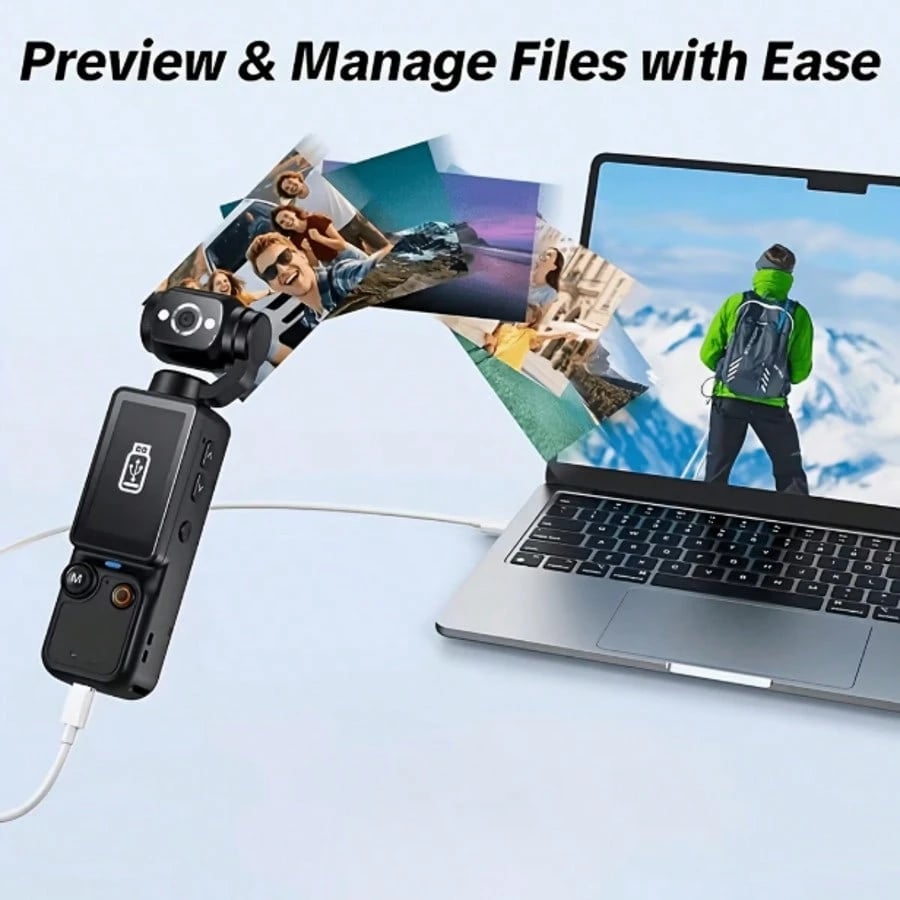 Upgraded Vlog Action Camera with 180° Rotating Lens, Autofocus, and Included 32GB Memory Card