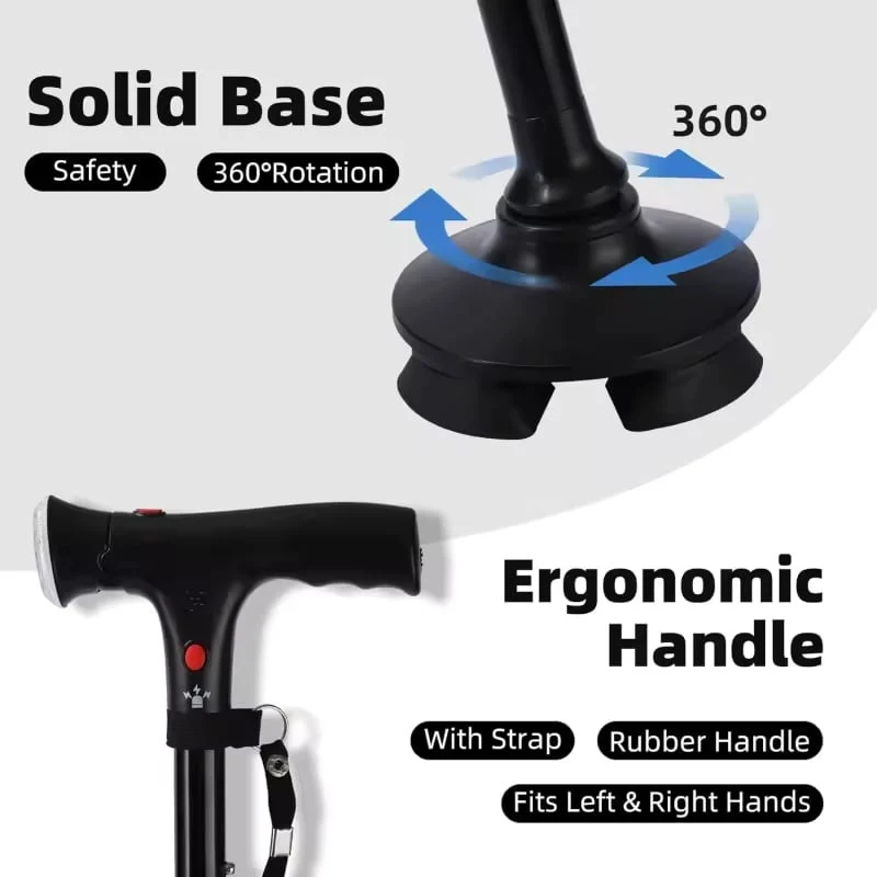 🔥 LAST DAY: 49% OFF | Double-Handle Foldable Walking Stick with Light & Alarm 🦯✨