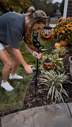 🎃 Pumpkin Moon Solar Garden Stake Light | Halloween Yard Decor