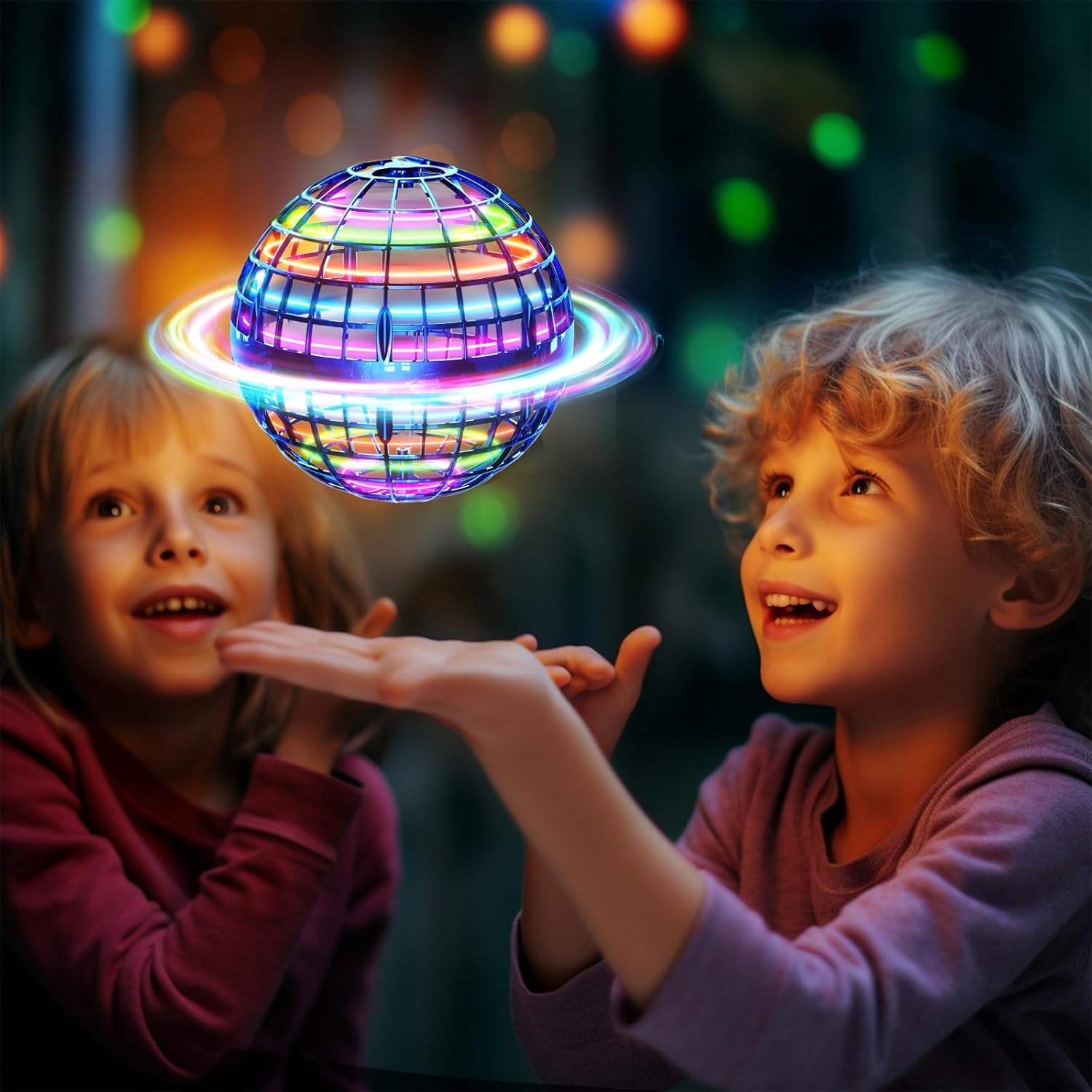 🪐 Flying Orb Ball, LED Light Up Boomerang Hover Spinner, Cool Floating Globe Toy for Kids 6+