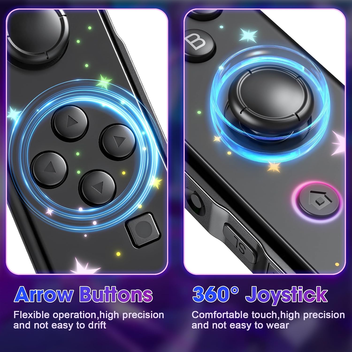 🔥 LAST DAY | 49% OFF! Wireless Controller 🎮🌌 12H Battery, 6-Axis Gyro Immersive Vibration Game Joy-Con for Switch Series