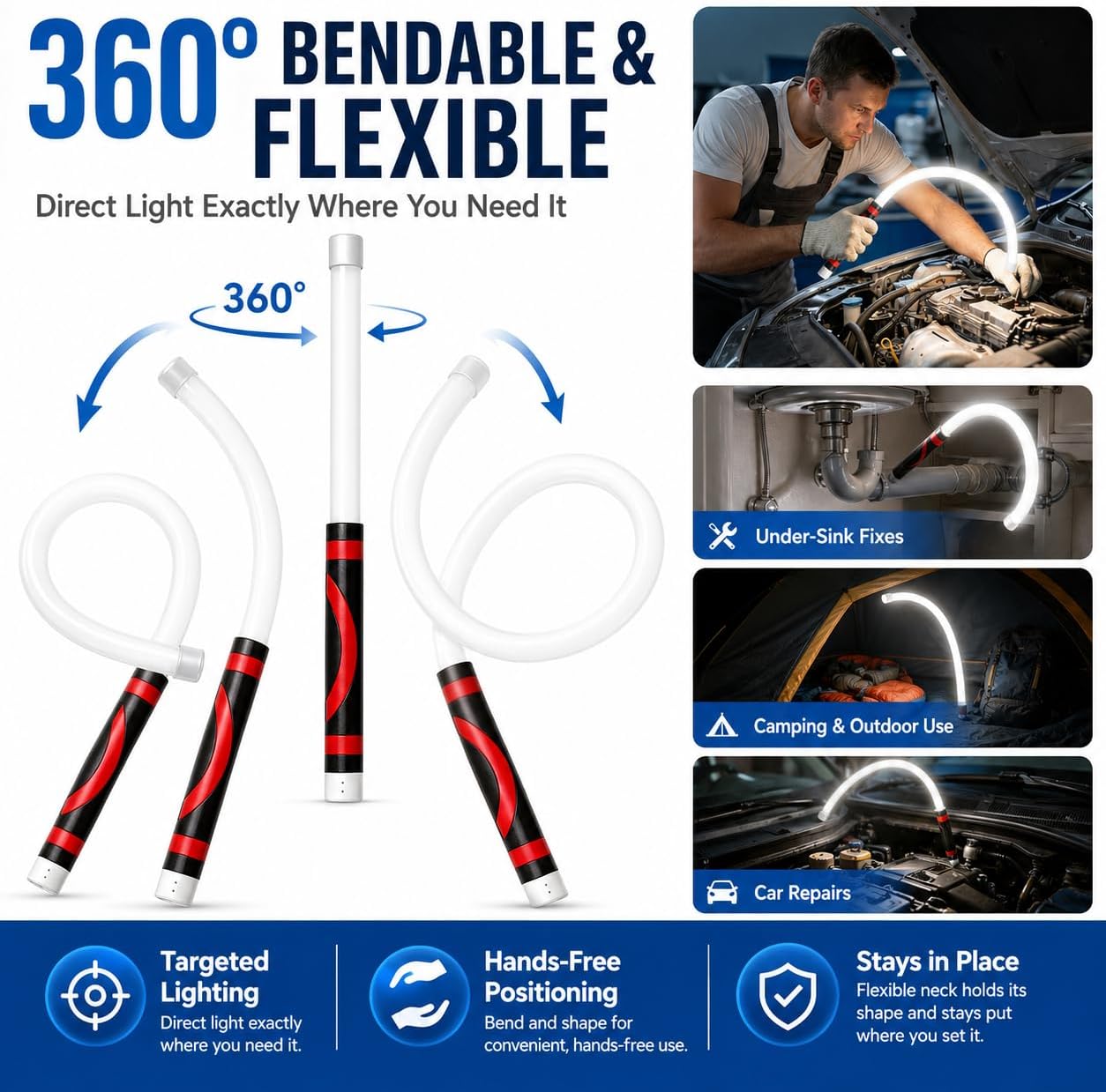 💡 The 30" Bendable LED Flashlight Stick – Your Ultimate Hands-Free Work Light