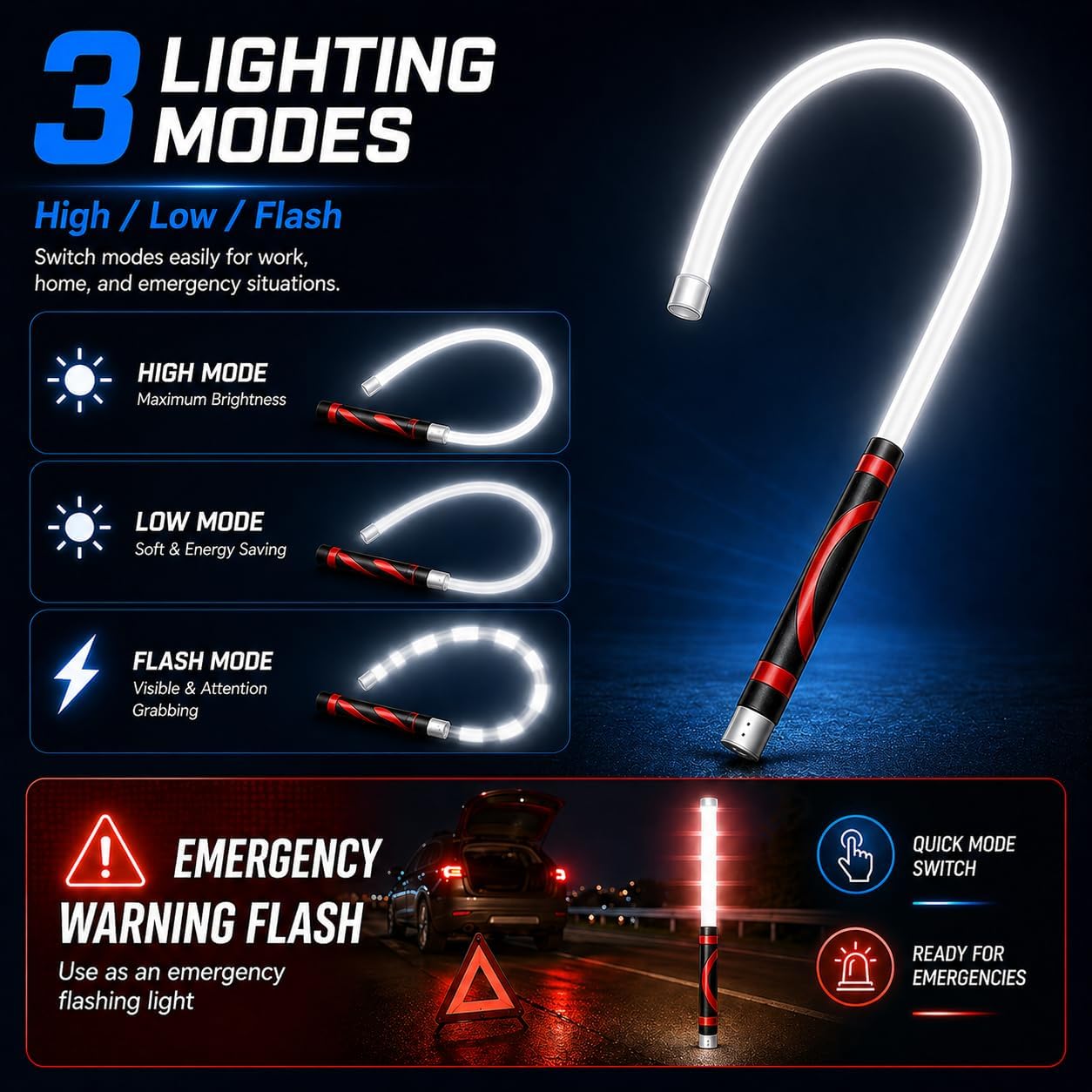 💡 The 30" Bendable LED Flashlight Stick – Your Ultimate Hands-Free Work Light