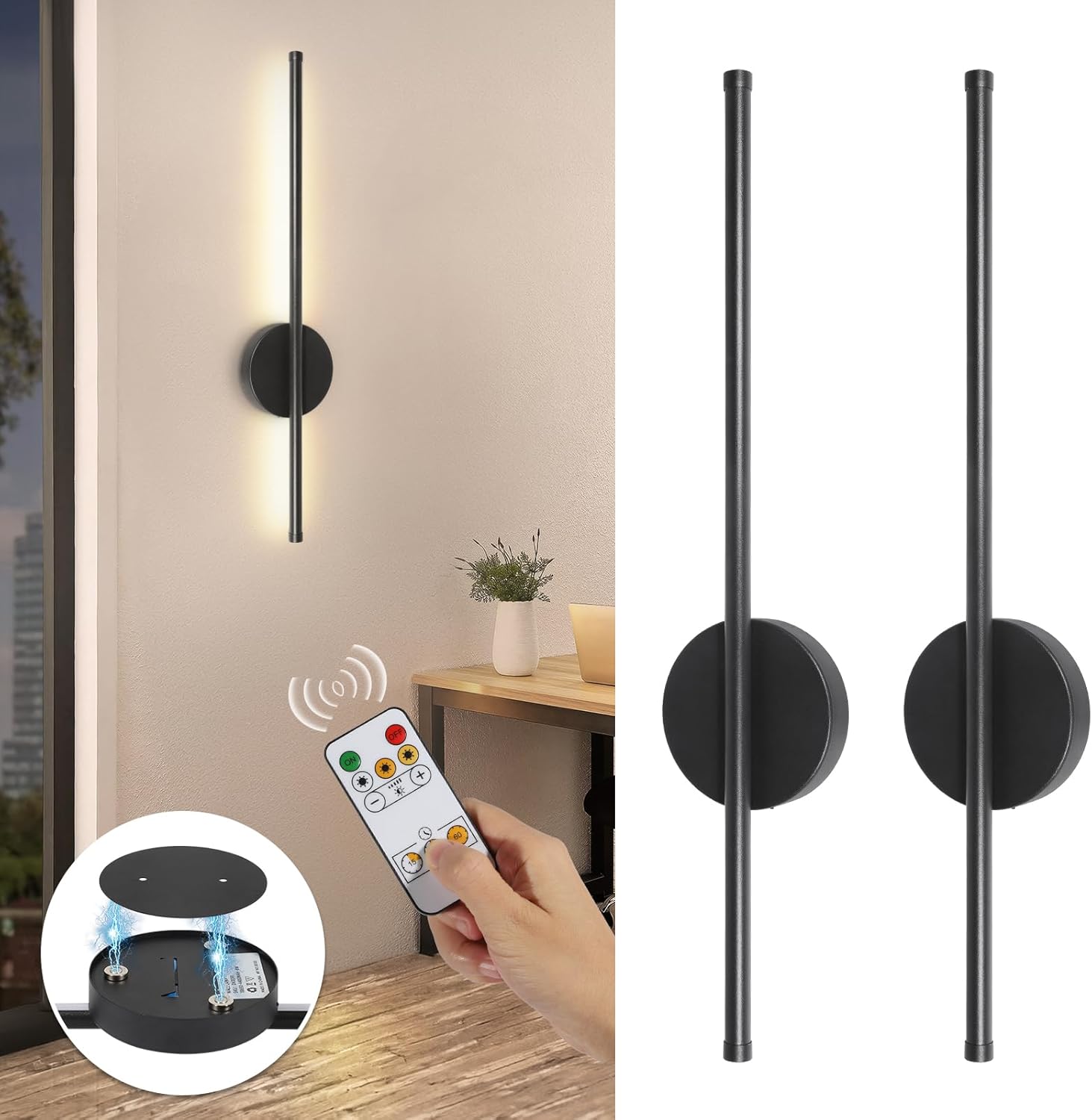 🔋 Cordless Rechargeable Sconce with Remote & Timer – 40Hrs of Glow, Any Room