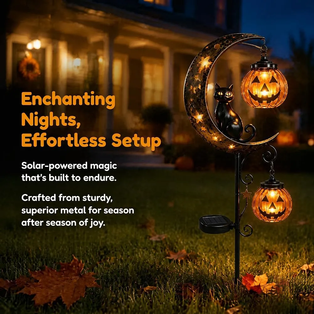 🐱 Halloween Solar Black Cat Pumpkin Lantern