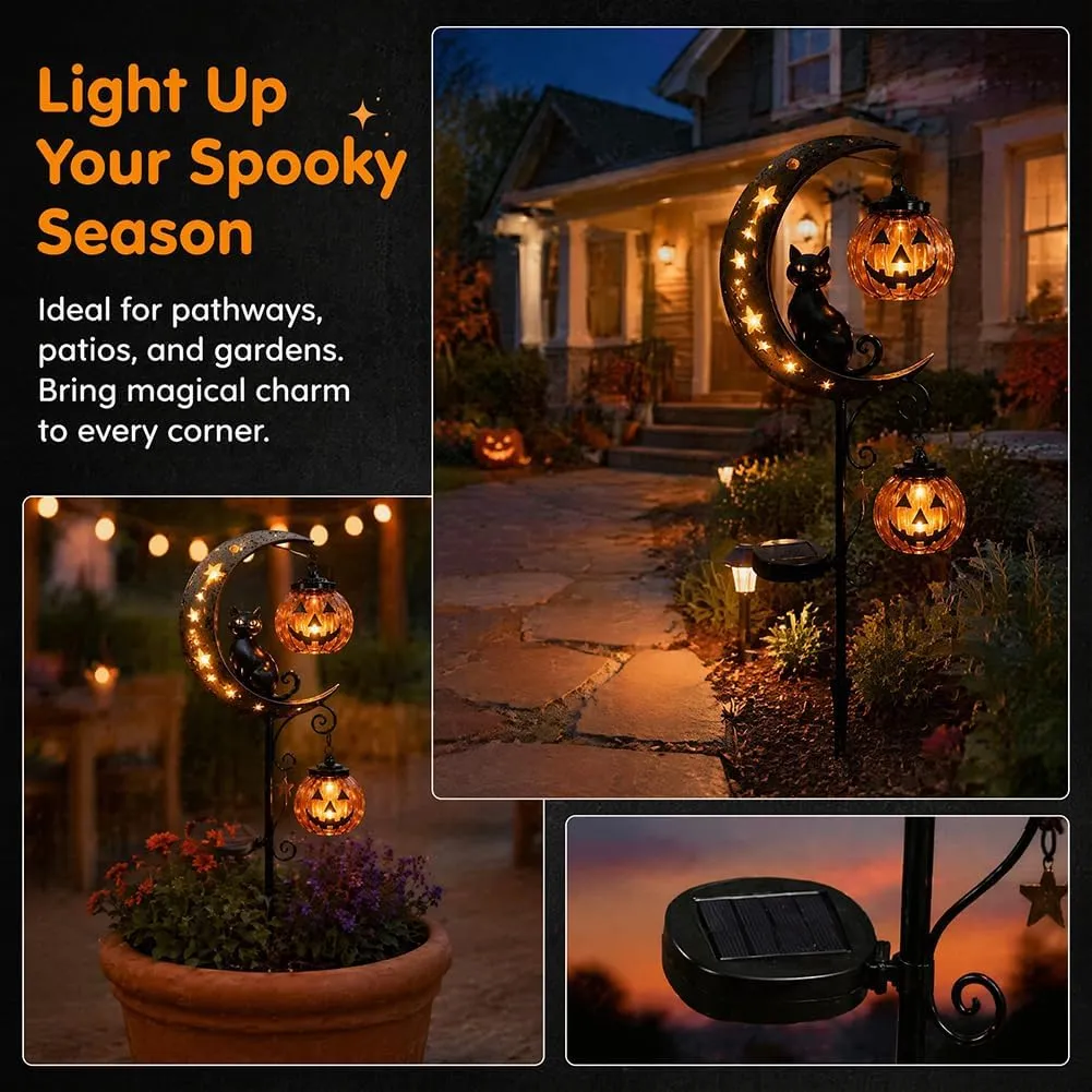 🐱 Halloween Solar Black Cat Pumpkin Lantern