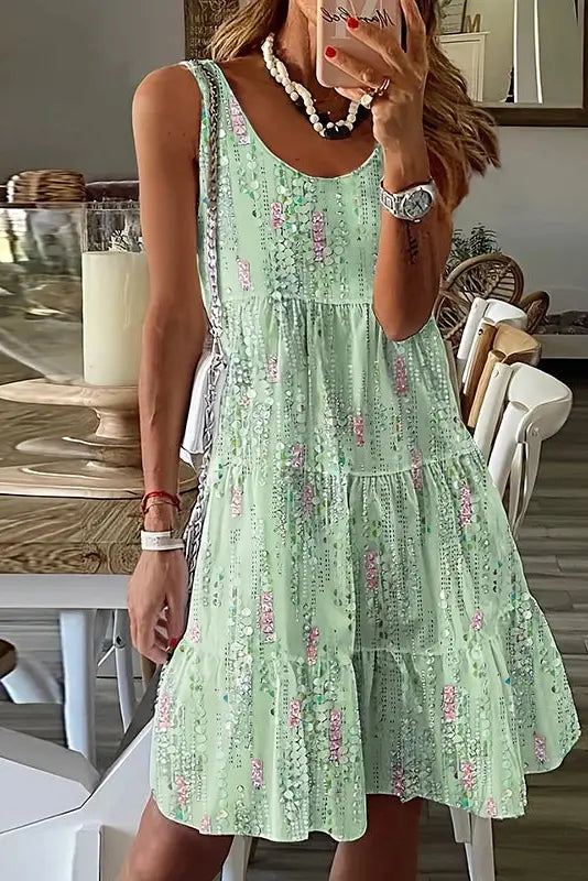 Floral Pleated A-Line Mini Dress