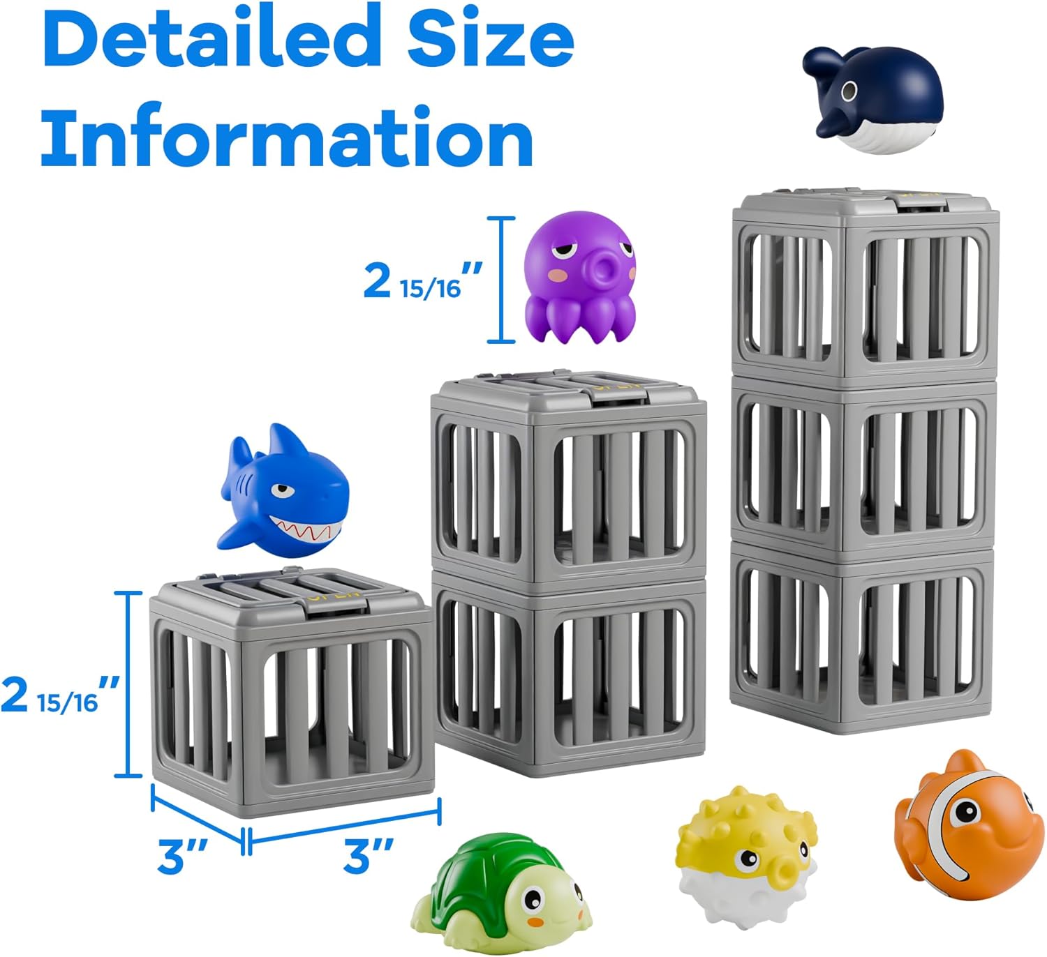 🎁🏖️ Splash & Search Pool Dive Game – 6 Animal Cages + Soft Marine Toys, Ideal for Summer Parties and Swim Practice