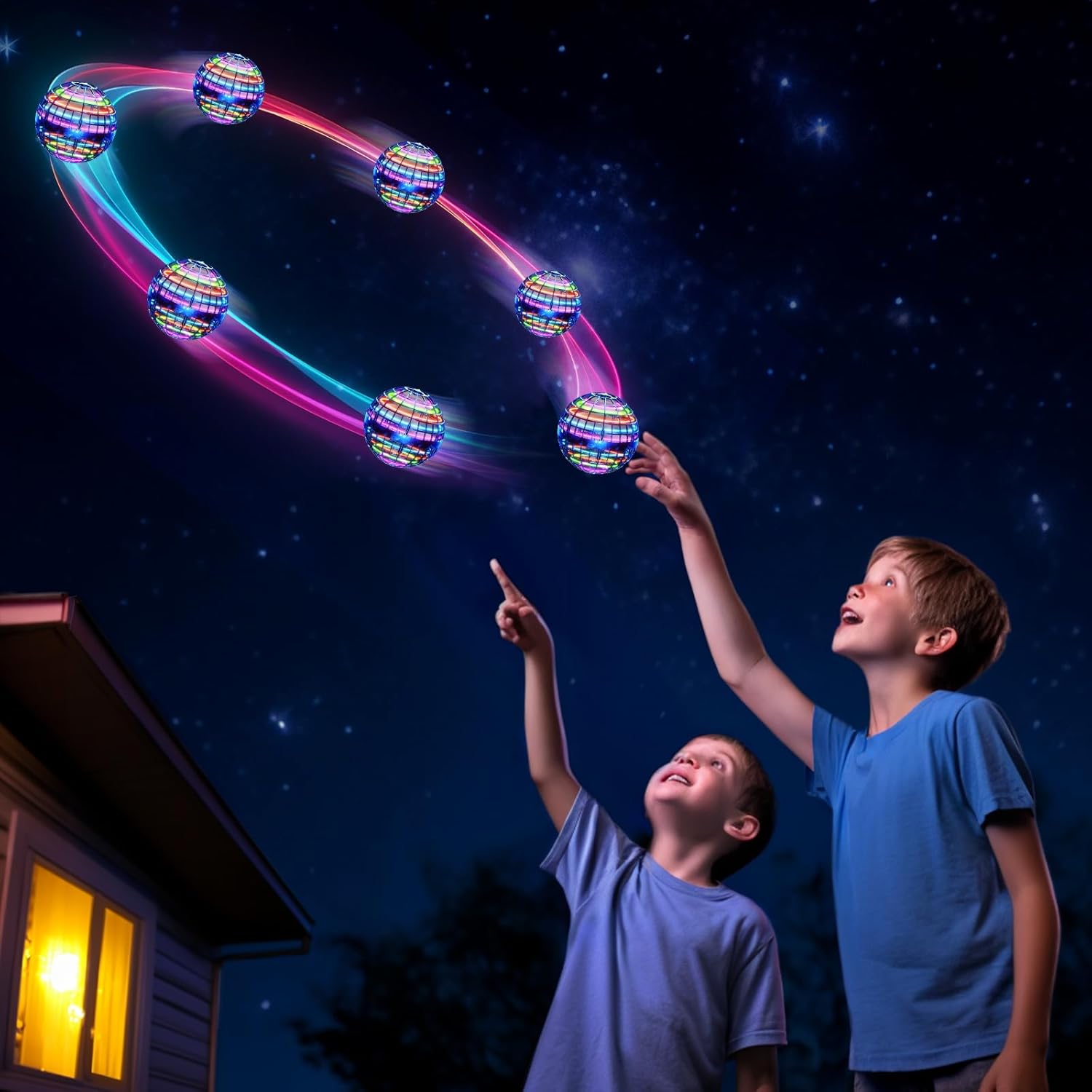 🪐 Flying Orb Ball, LED Light Up Boomerang Hover Spinner, Cool Floating Globe Toy for Kids 6+