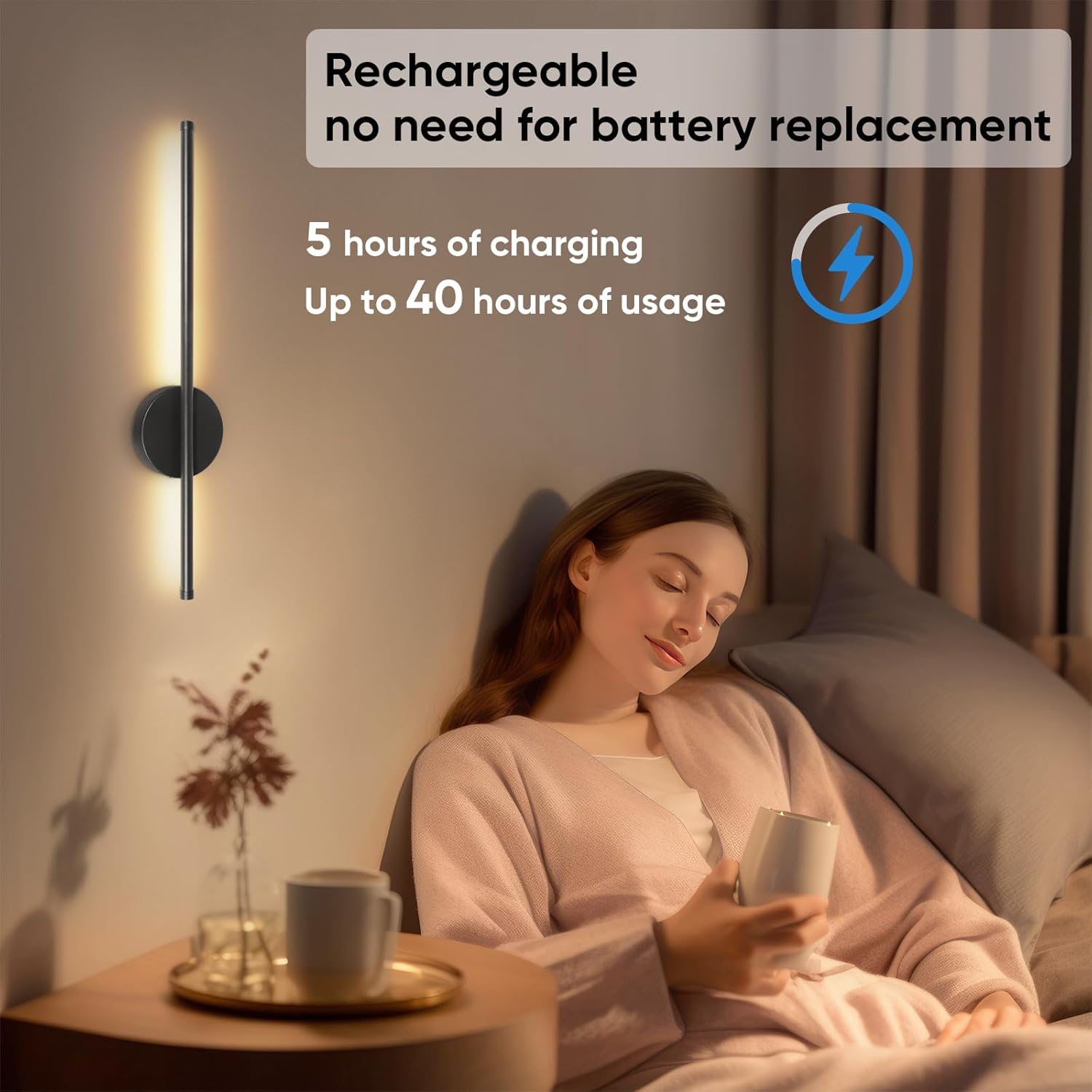 🔋 Cordless Rechargeable Sconce with Remote & Timer – 40Hrs of Glow, Any Room
