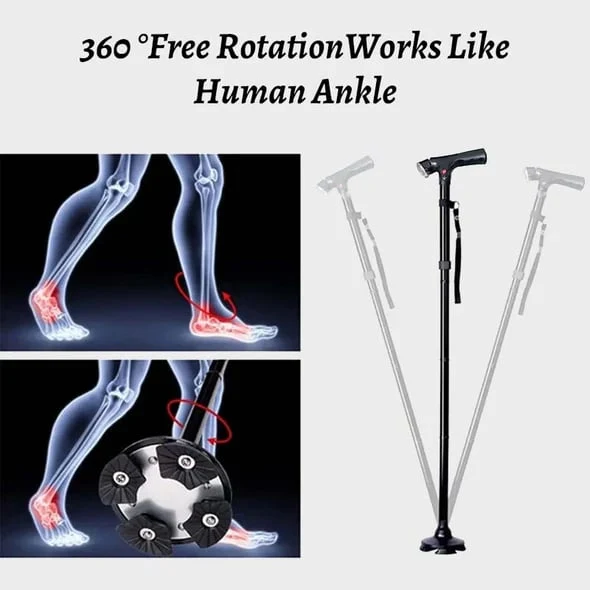🔥 LAST DAY: 49% OFF | Double-Handle Foldable Walking Stick with Light & Alarm 🦯✨