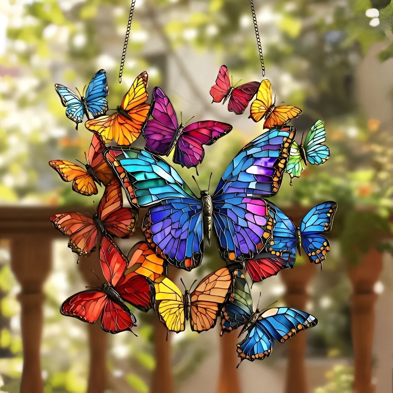 🦋Butterfly Cluster Stained Art Ornament (8 inches)