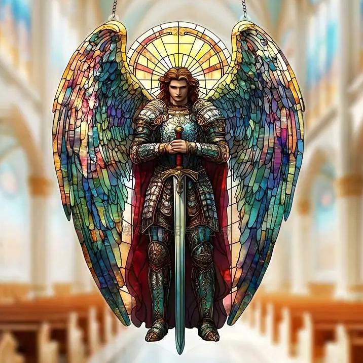 🕊️✨Archangel Michael Stained Art Ornament (8 inches)