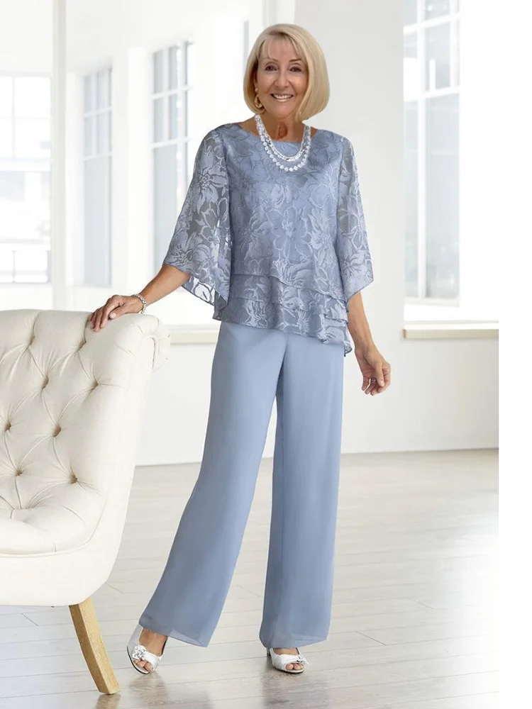 Women'S Chiffon Half-Sleeve Round Neck Set Loose Women'S Clothing Two-Piece Suit