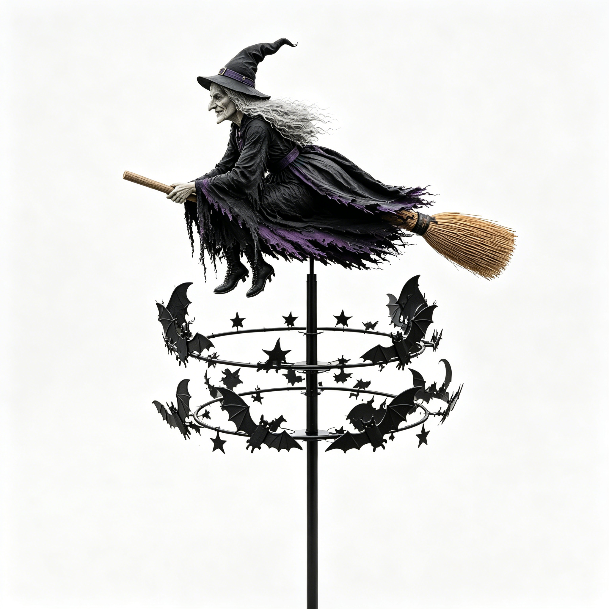Enchanted Witch Garden Wind Spinner – Where Witches Fly and Bats Dance 🧙‍♀️🌪️