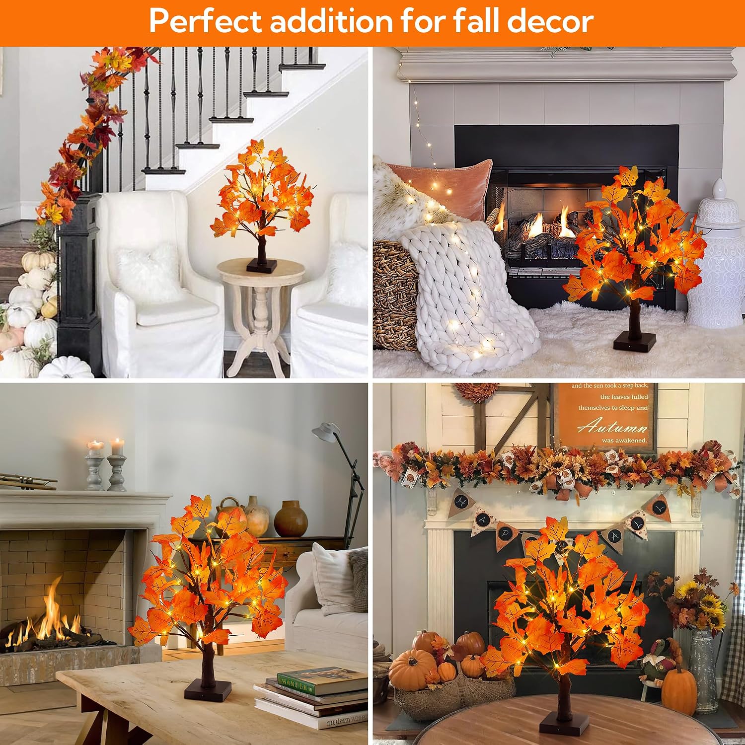 🔥 LAST DAY: 49% OFF! 🍂 Warm Glow Autumn Tabletop Maple Tree for Harvest & Holidays 🎃