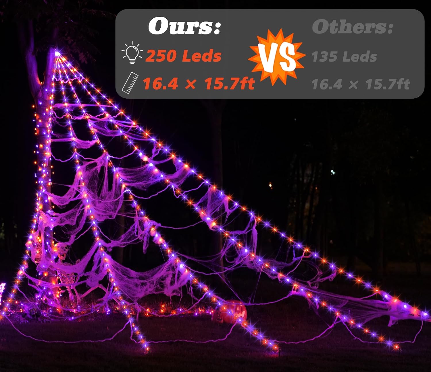 🔥 Last Day! 49% OFF | Giant LED Spider Web Lights 🕷️ Halloween Outdoor Decor