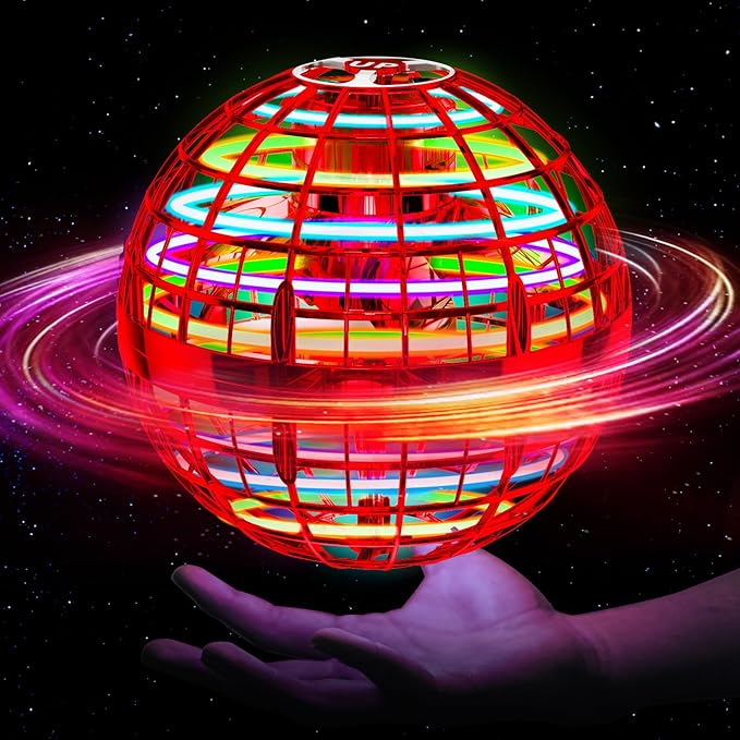 🪐 Flying Orb Ball, LED Light Up Boomerang Hover Spinner, Cool Floating Globe Toy for Kids 6+