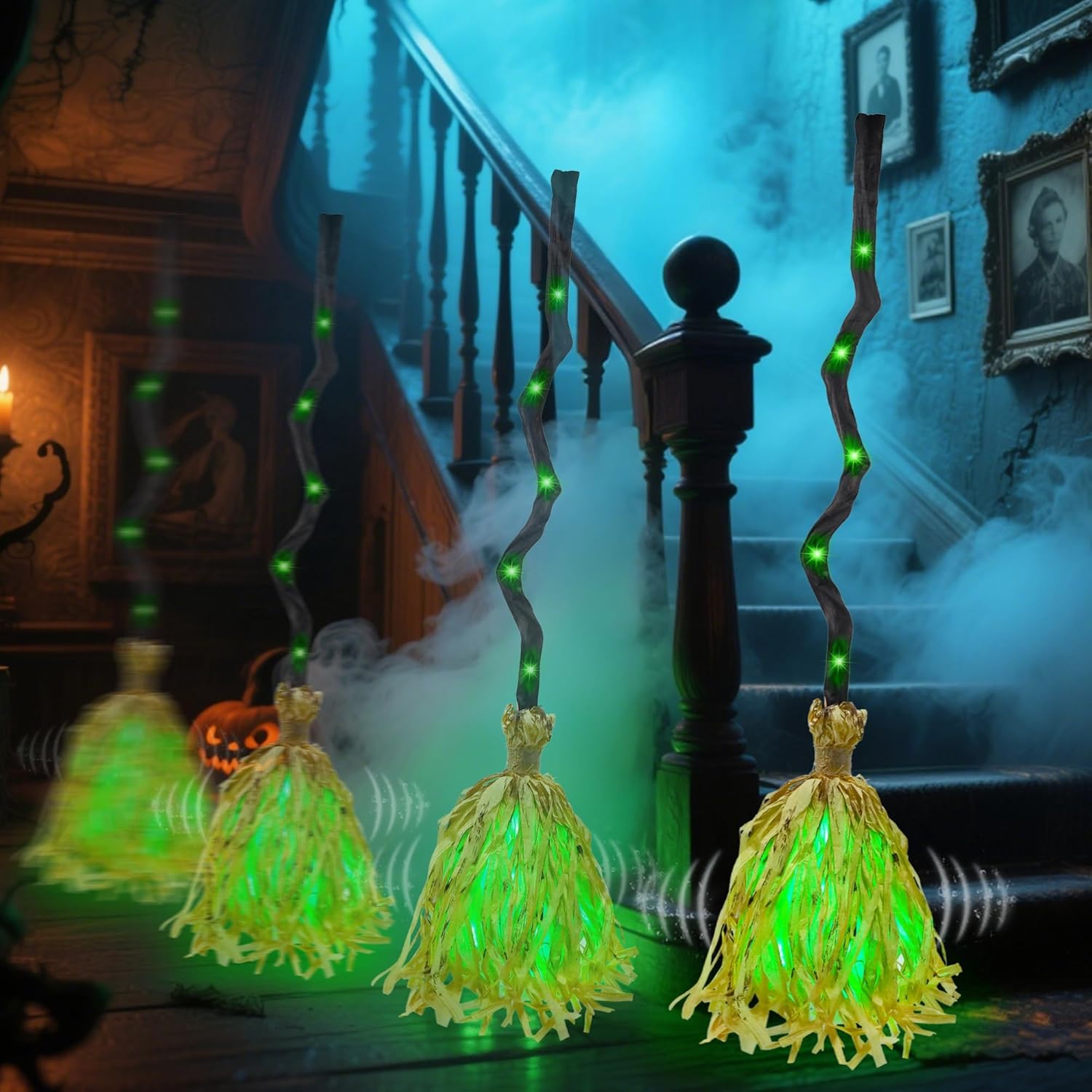 🔥 LAST DAY: 49% OFF 🔥🧙‍♀️ Animated Walking Witch Broom with Spooky Sounds & Green LED Lights 🧹✨