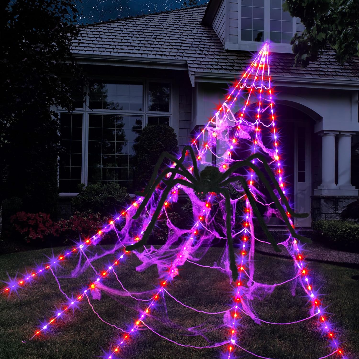 🔥 Last Day! 49% OFF | Giant LED Spider Web Lights 🕷️ Halloween Outdoor Decor