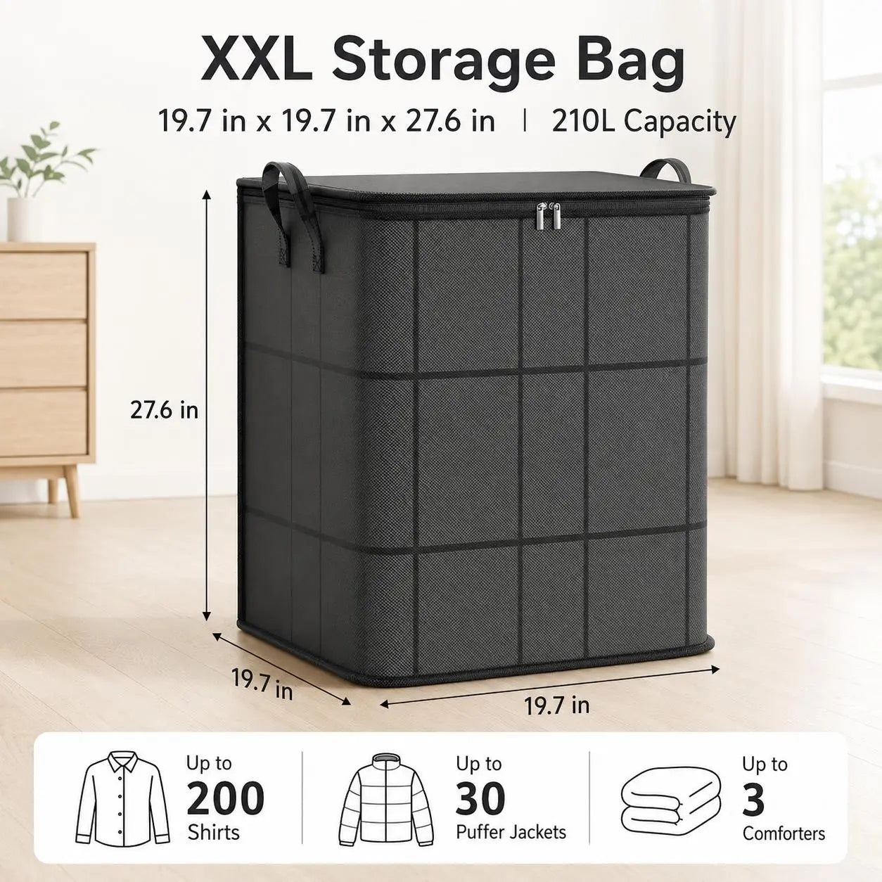 🔥 Limited-Time 50% OFF — XXL Zippered Storage Organizer for Bedding & Clothes