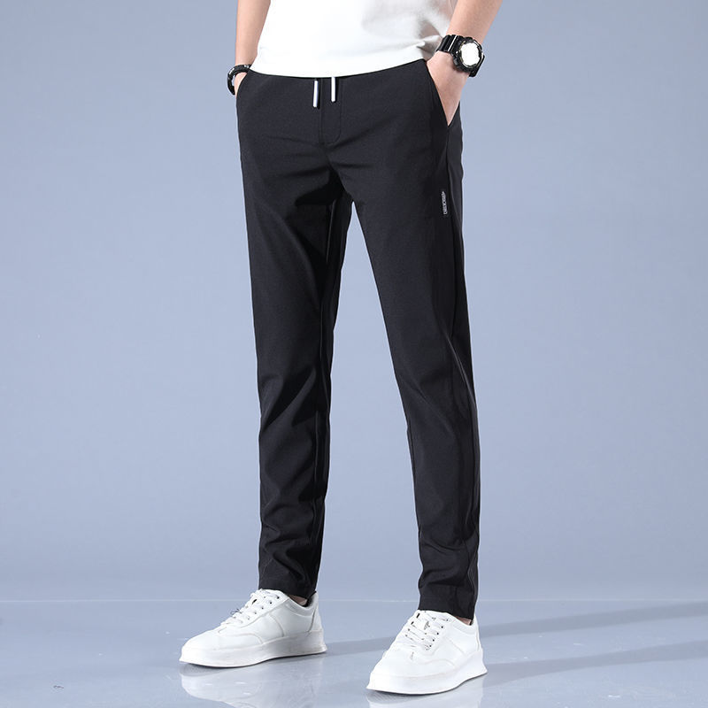 2025 new men's casual ice silk trend straight pants