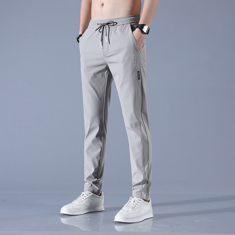 2025 new men's casual ice silk trend straight pants