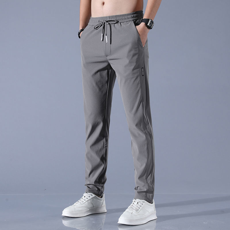 2025 new men's casual ice silk trend straight pants