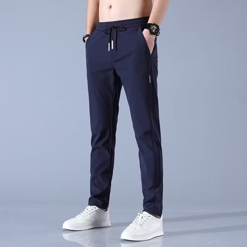 2025 new men's casual ice silk trend straight pants