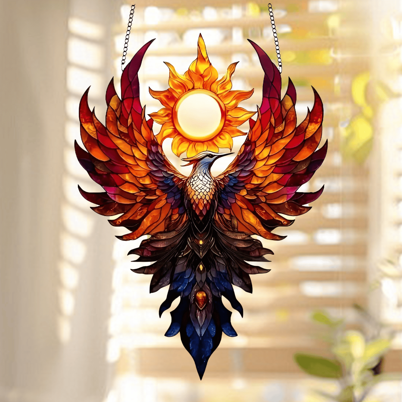 🔥Solar Rise Phoenix Stained Art Ornament (12 inches)