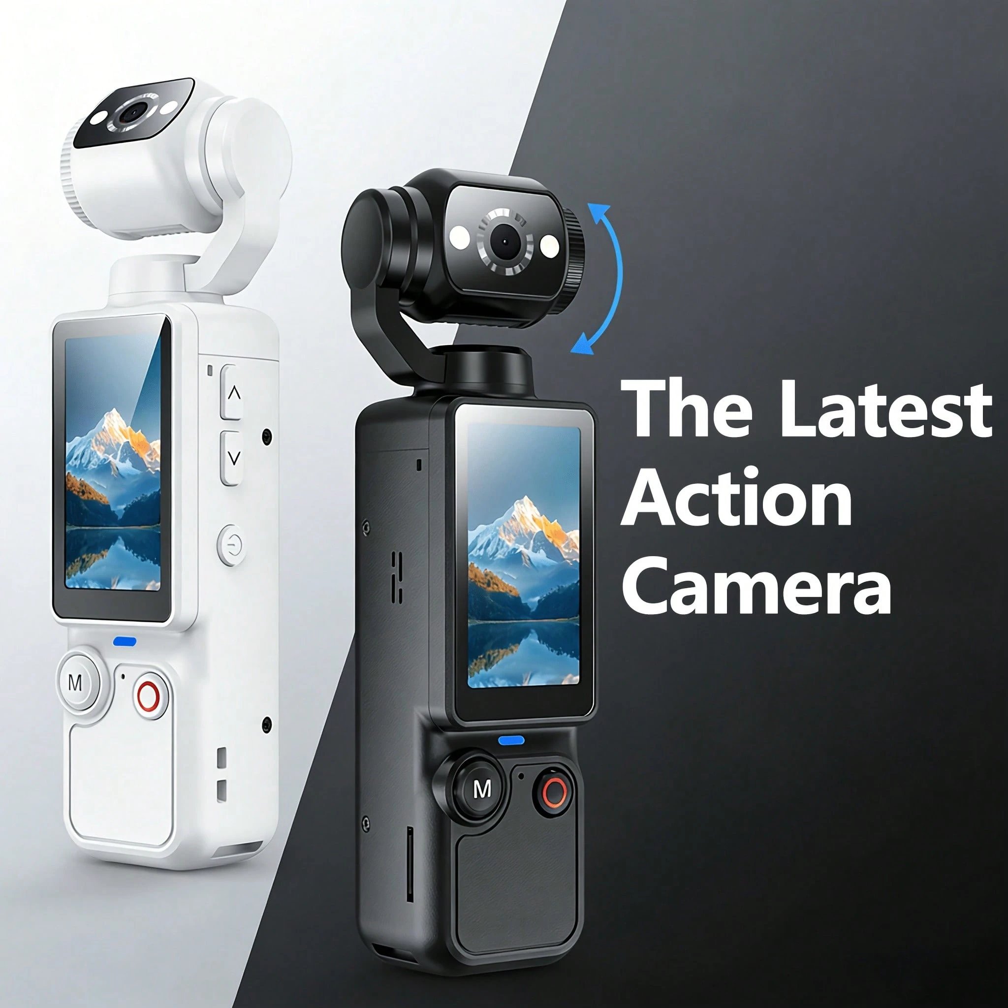 Upgraded Vlog Action Camera with 180° Rotating Lens, Autofocus, and Included 32GB Memory Card