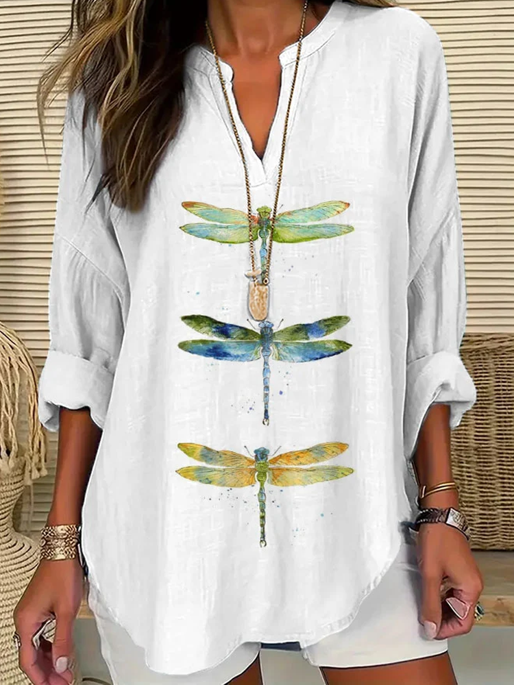 Women's Dragonfly Print Casual Shirt