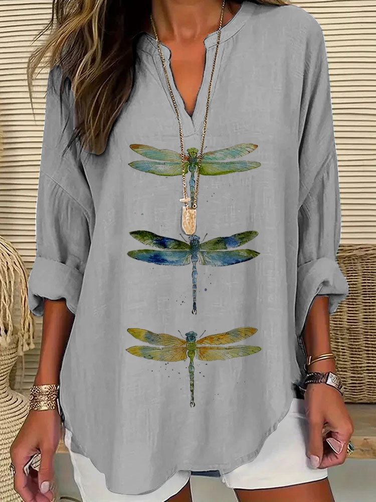 Women's Dragonfly Print Casual Shirt