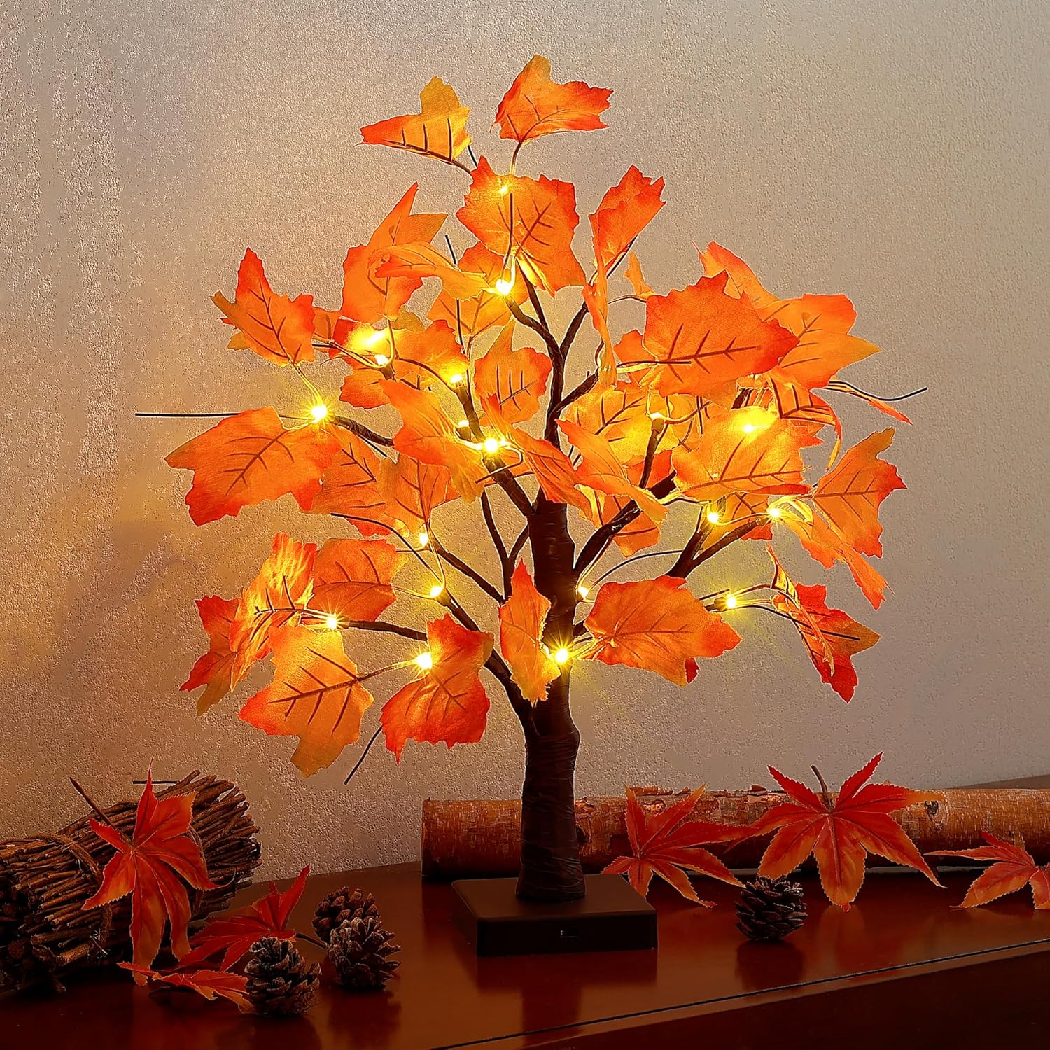 🔥 LAST DAY: 49% OFF! 🍂 Warm Glow Autumn Tabletop Maple Tree for Harvest & Holidays 🎃
