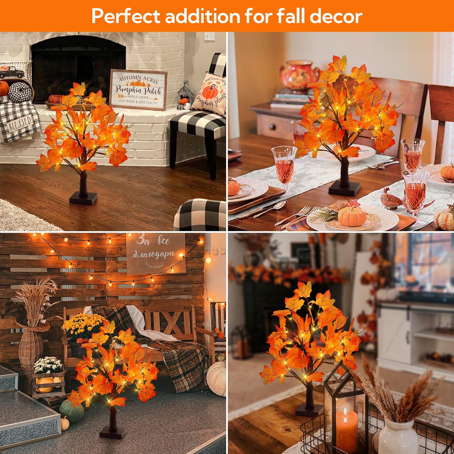 🔥 LAST DAY: 49% OFF! 🍂 Warm Glow Autumn Tabletop Maple Tree for Harvest & Holidays 🎃