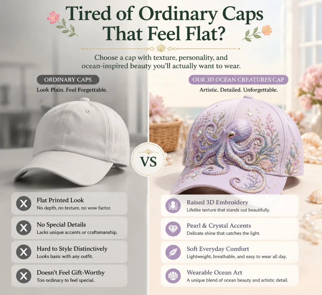 🔥 Last Day 49% OFF – 🌊 3D Ocean Creatures Embroidery Cap