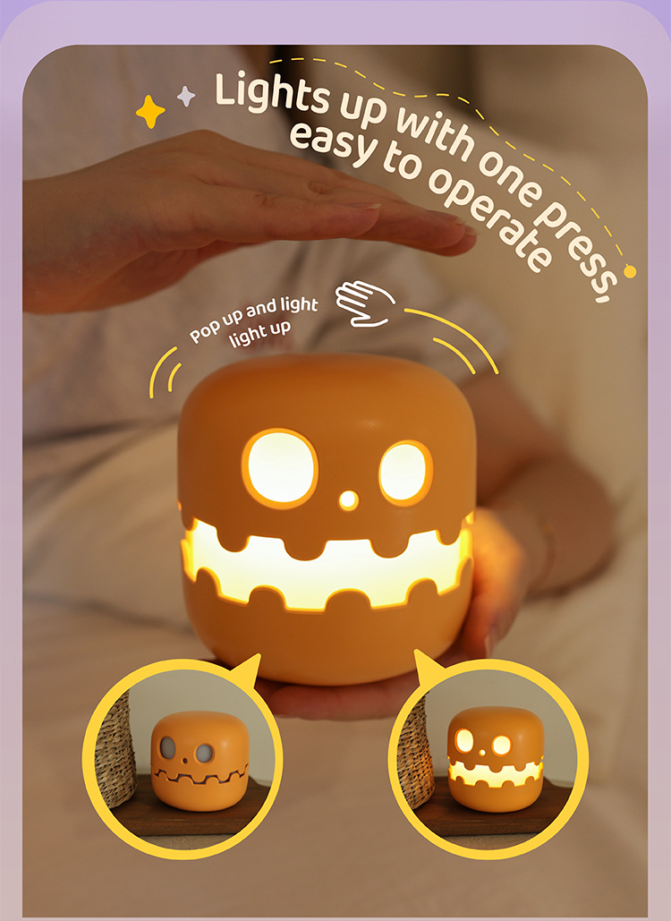🔥 Last Chance! Cute Foldable Pumpkin Night Light 🎃 - Rechargeable Dimmable LED Lamp, Halloween Decor & Unique Creative Gift for All Ages